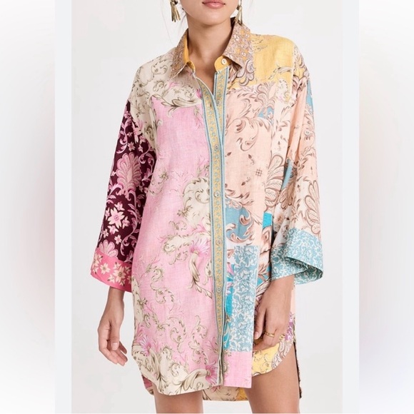 Agua Bendita Tops - AGUA BENDITA | Chrissy Merzin Button Front Shirt Coverup Dress Women’s Size M